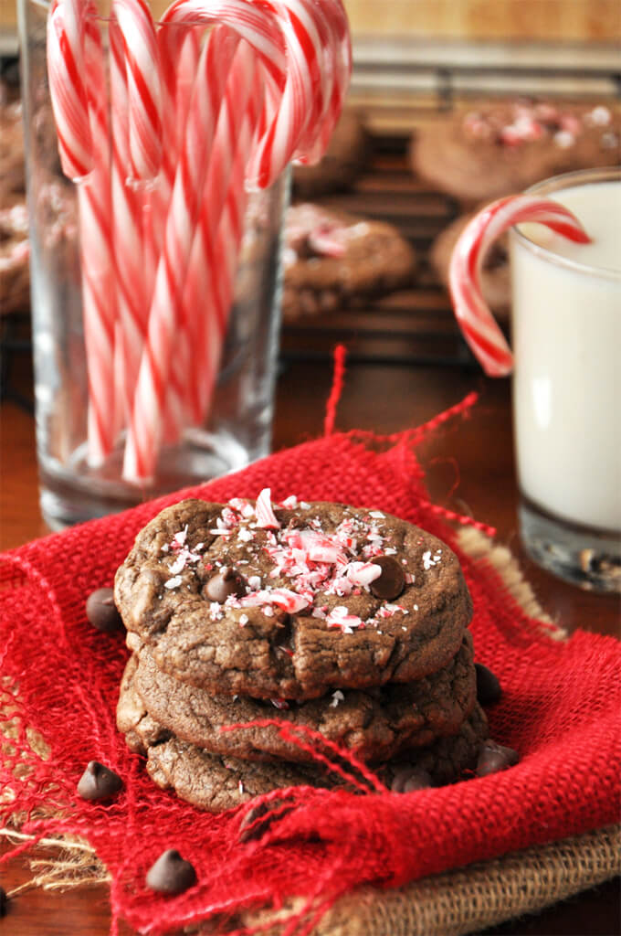Chewy Double Chocolate Peppermint Cookies