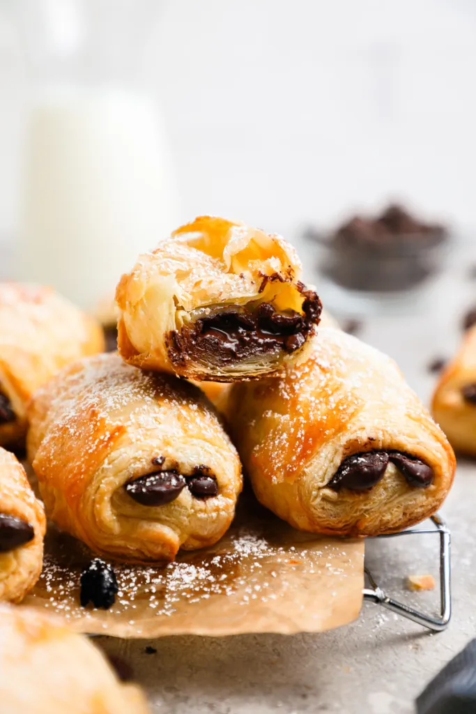Easy Puff Pastry Chocolate Croissants