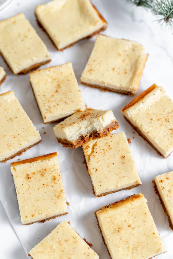 Eggnog Cheesecake Squares