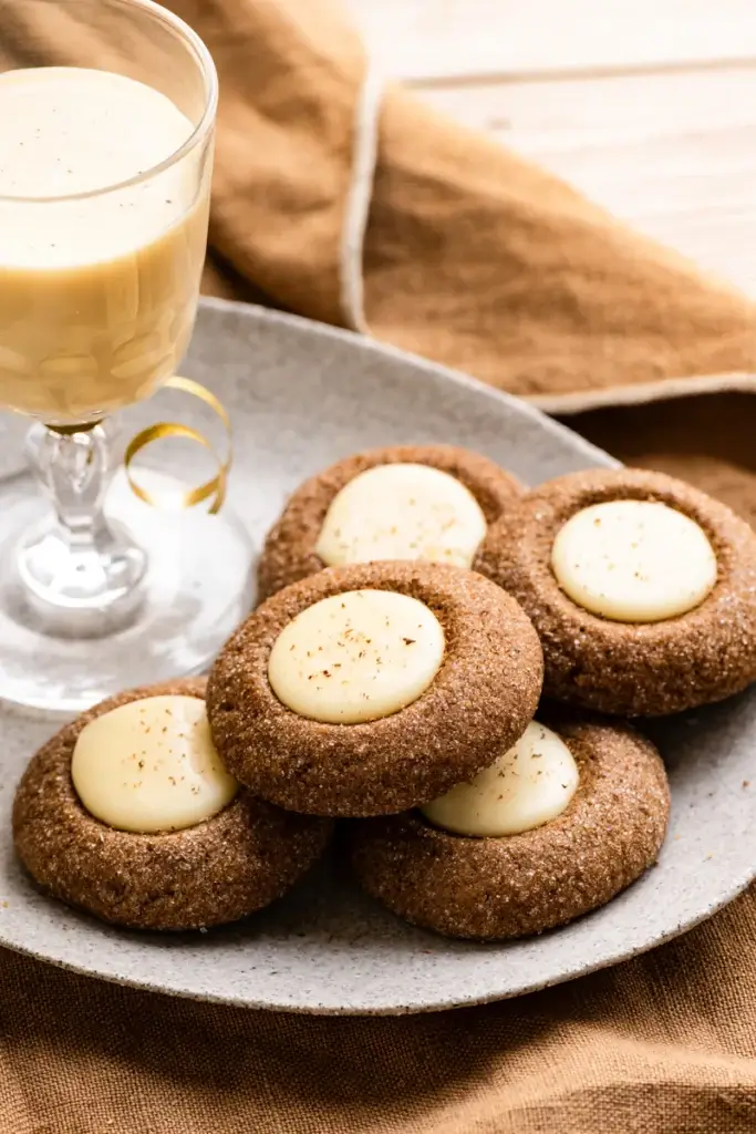 Eggnog Gingerbread Thumbprint Cookies