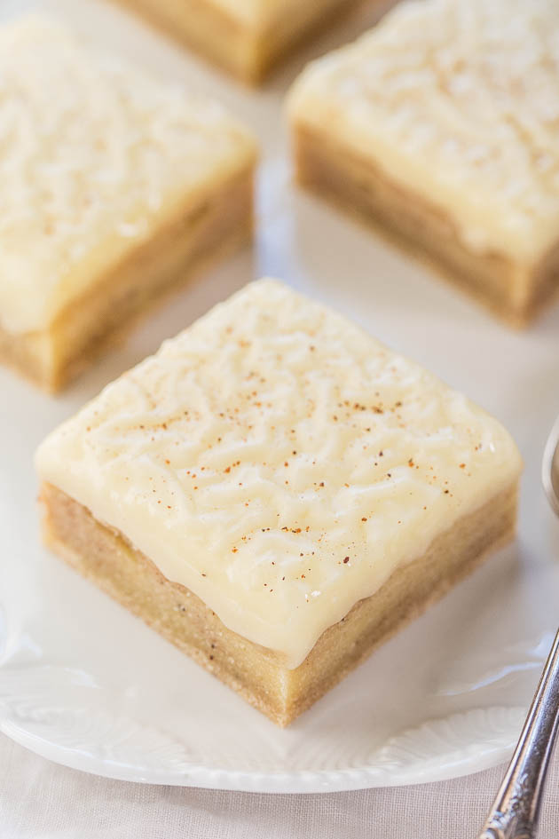 Fudgy Eggnog Bars With Eggnog Glaze