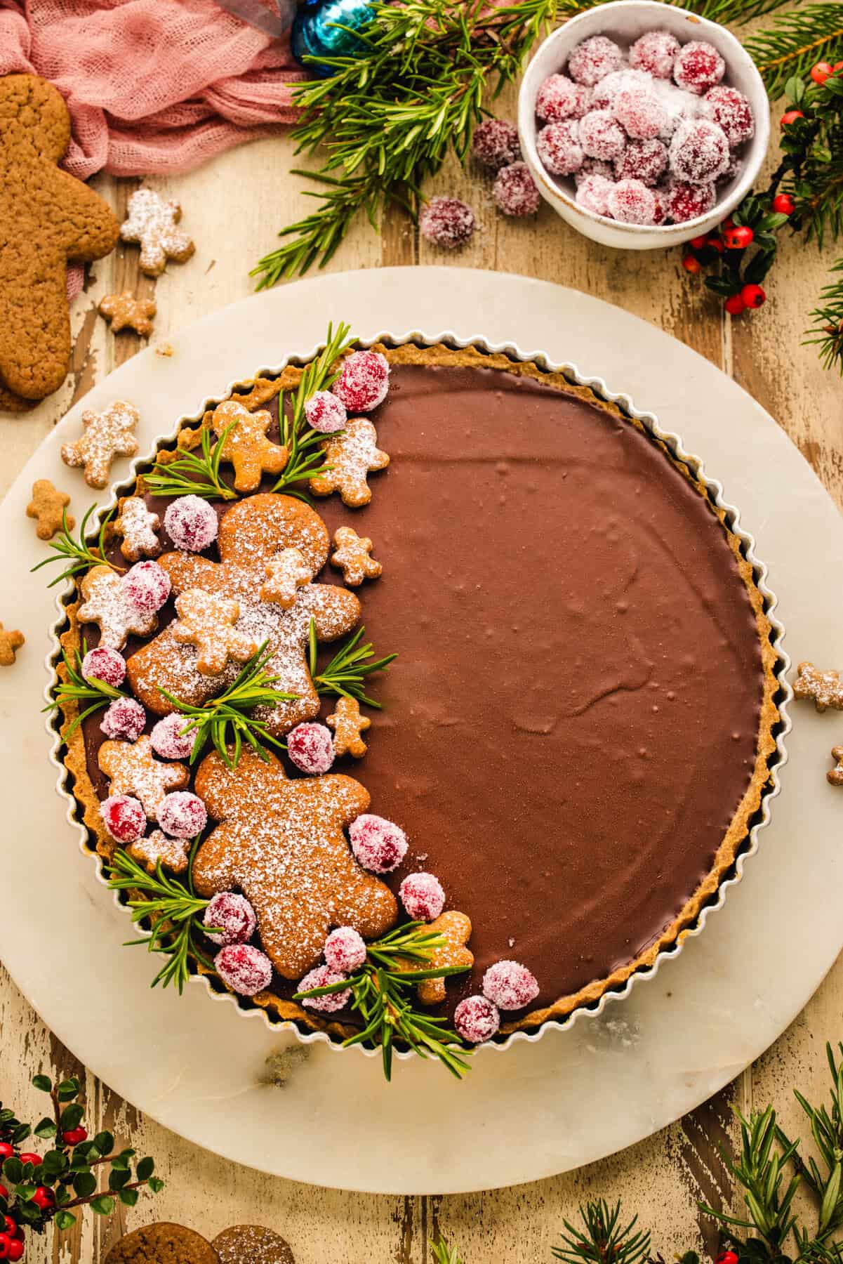 Gingerbread Cookie Chocolate Tart (Christmas Dessert)