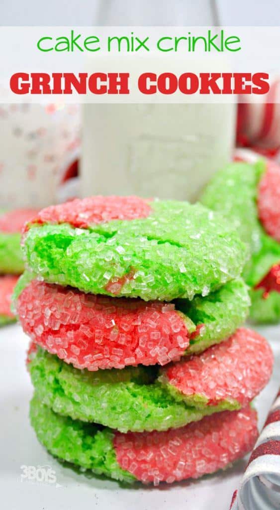 Grinch Cake Mix Crinkle Cookies