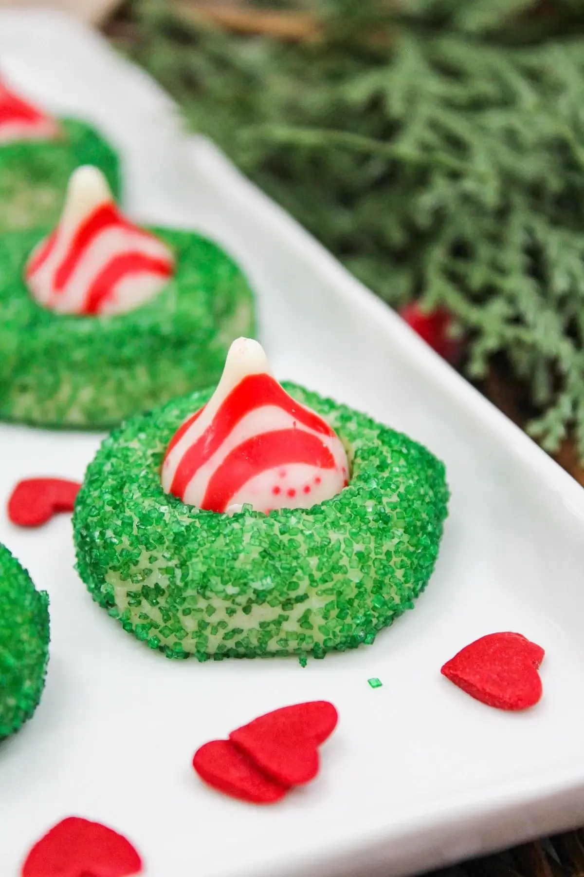 Grinch Christmas Kiss Cookies