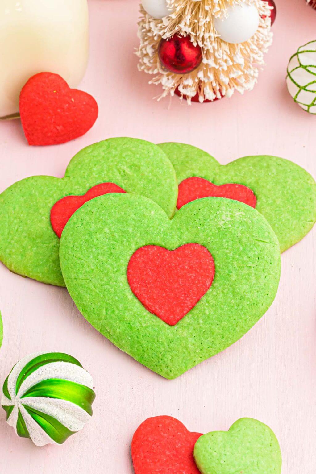 Heart-Shaped Grinch Cookies Recipe
