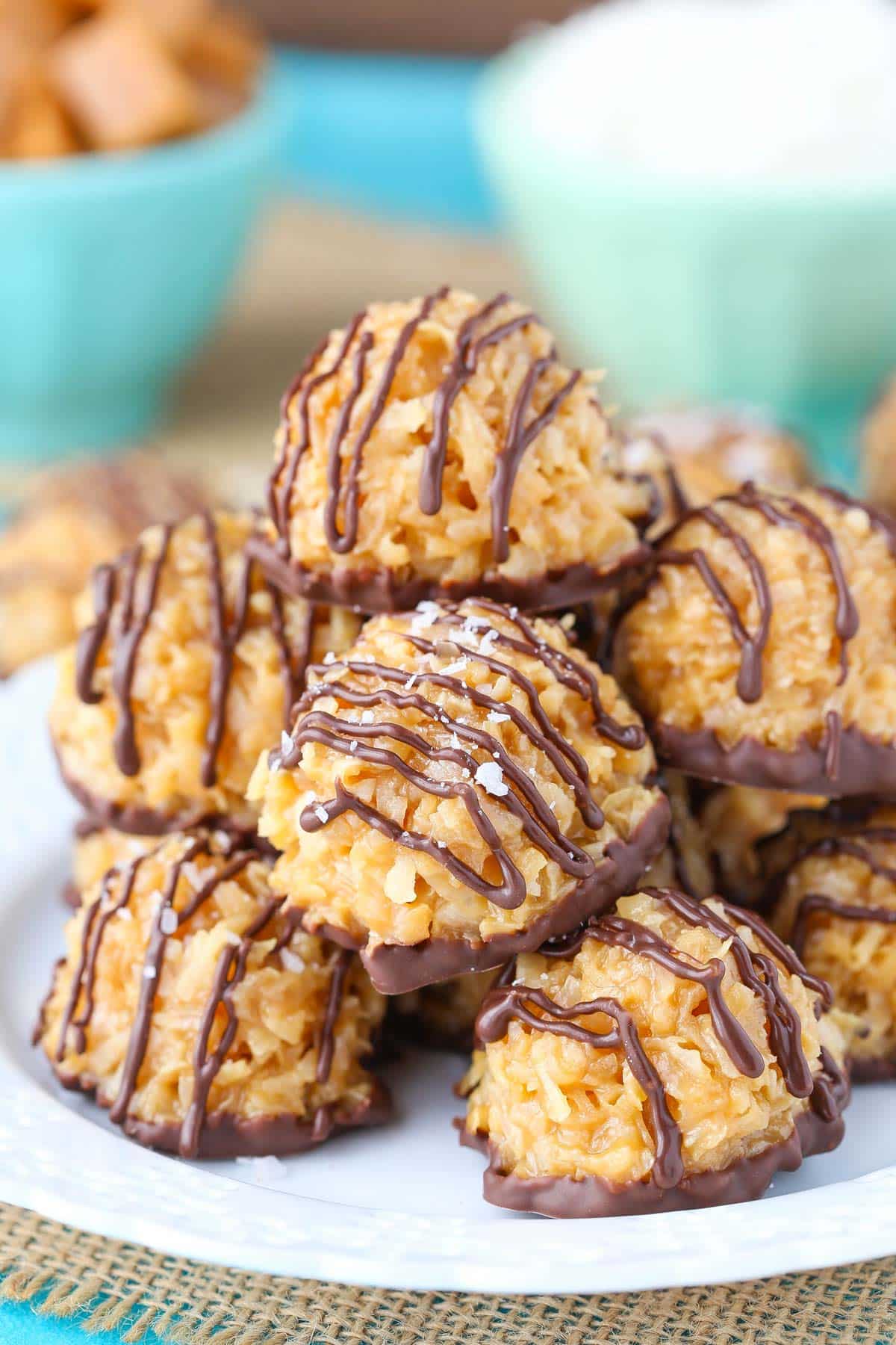 No Bake Salted Caramel Coconut Macaroons