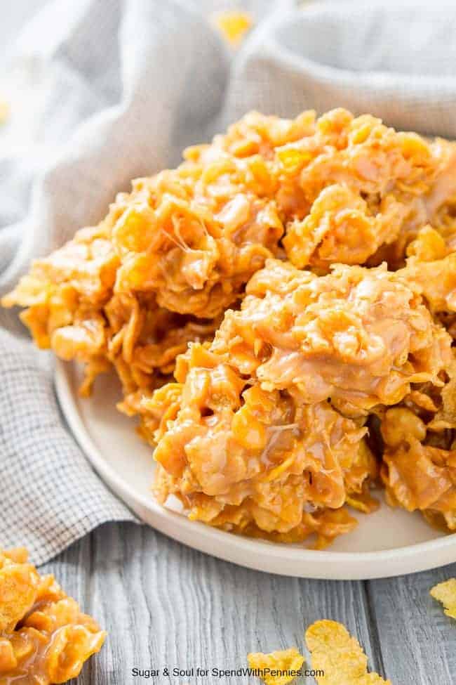 Peanut Butter Cornflake Cookies (No Bake)