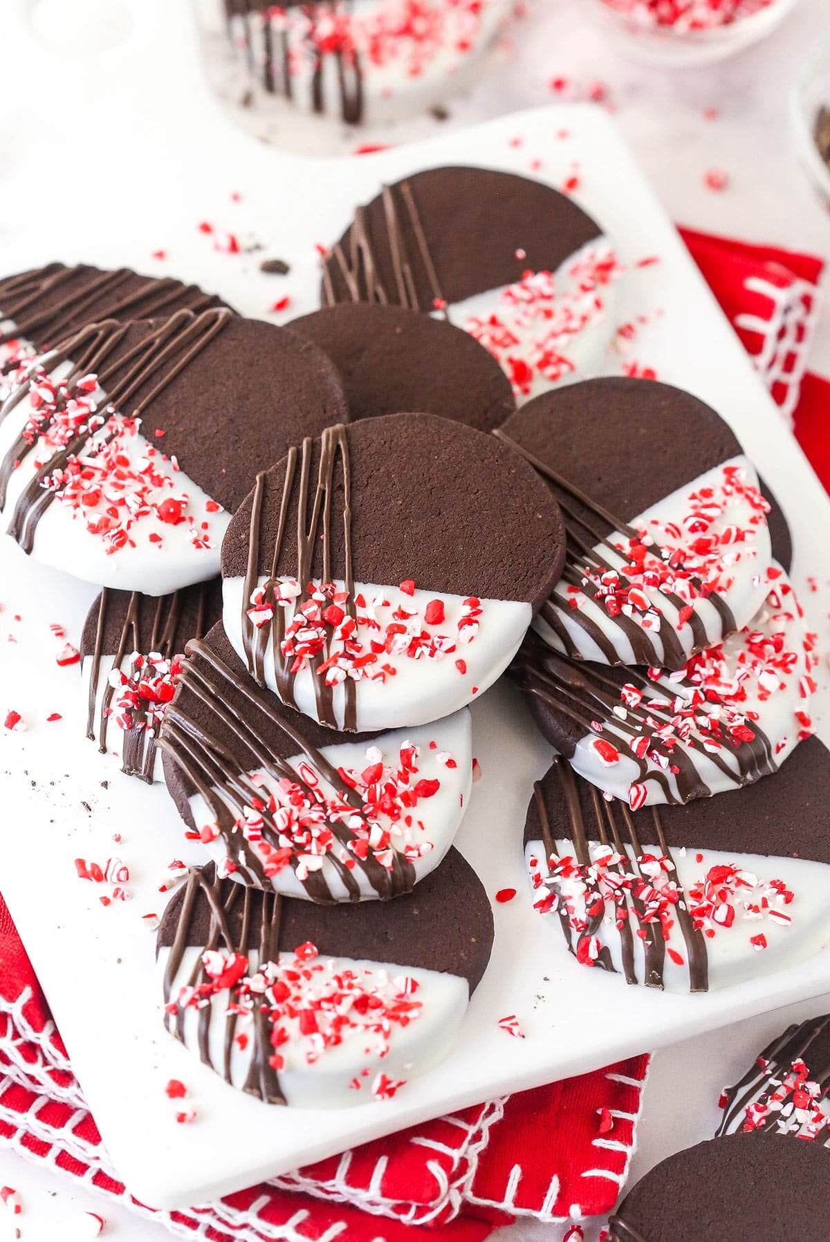 Peppermint Chocolate Shortbread Cookies