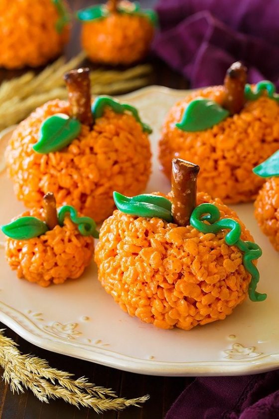 Pumpkin-Shaped Rice Krispie Treats