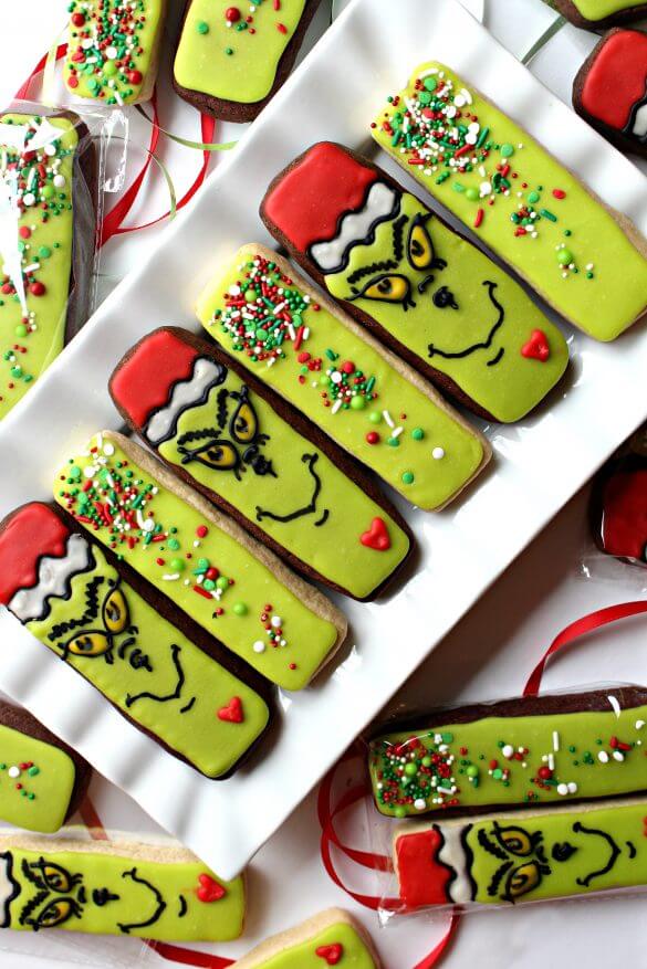 Decorated Grinch Cookies
