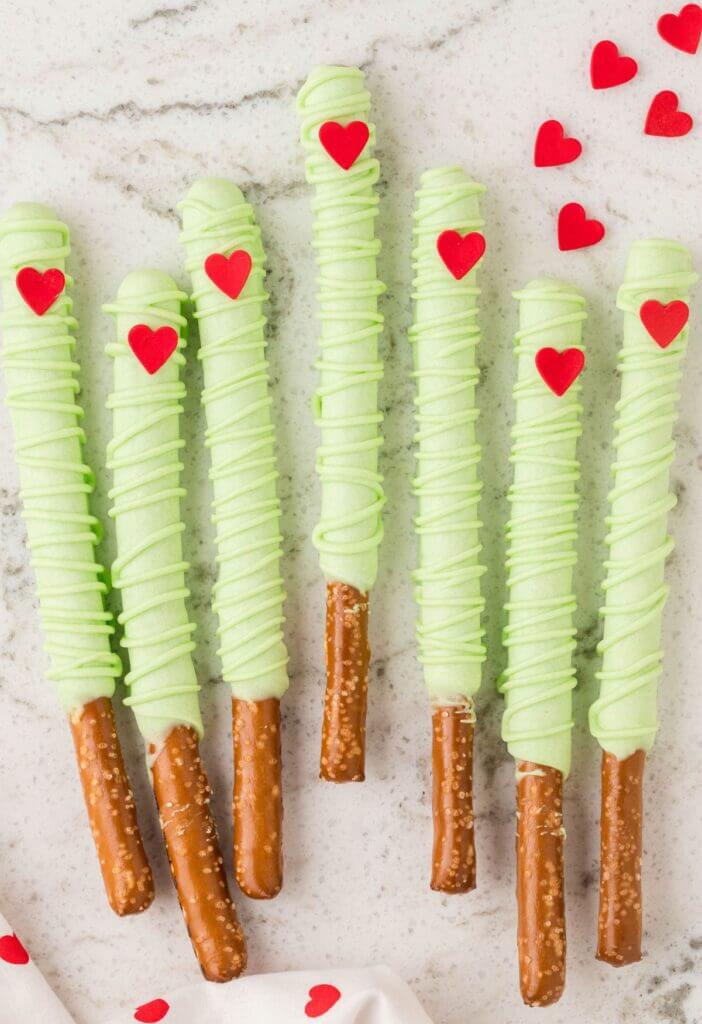 Grinch Pretzel Rods