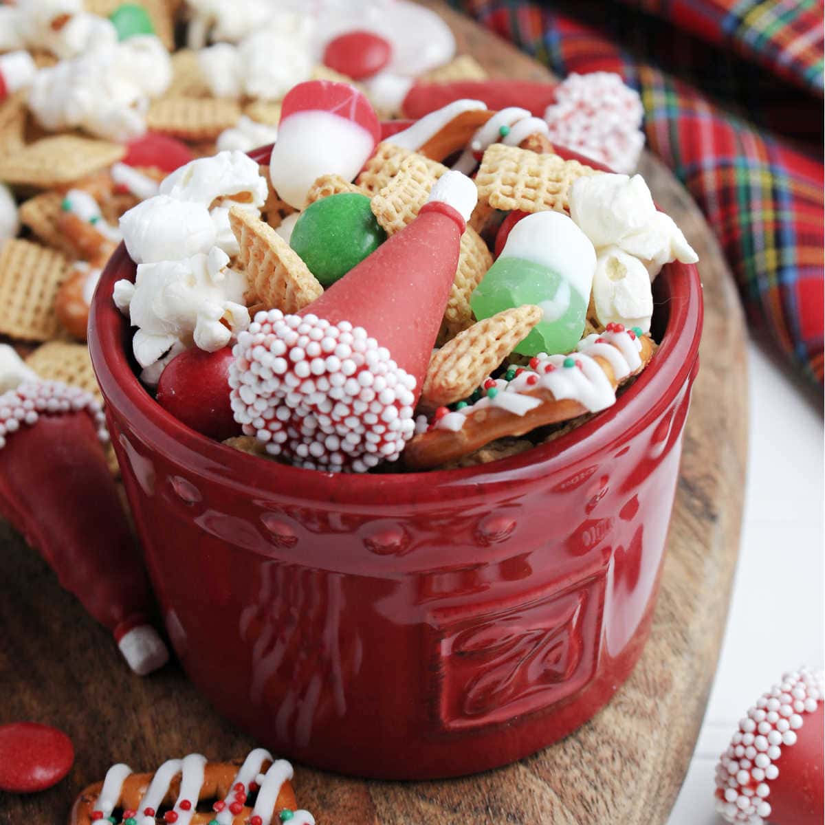 Christmas Snack Mix With Santa Hats